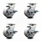 Service Caster 4 Inch V-Groove Semi Steel Swivel Caster Set with Roller Bearings and Brakes SCC SCC-20S420-VGR-TLB-4 - alternate 1